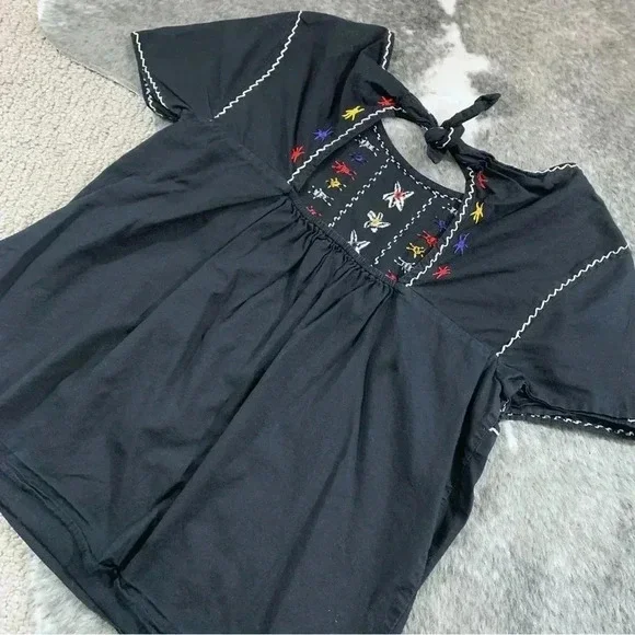 Madewell Embroidered Tie Back Cut Out Top - Picture 7 of 12